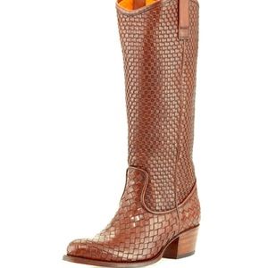 FRYE Deborah Woven Whiskey Leather Boot  size 8